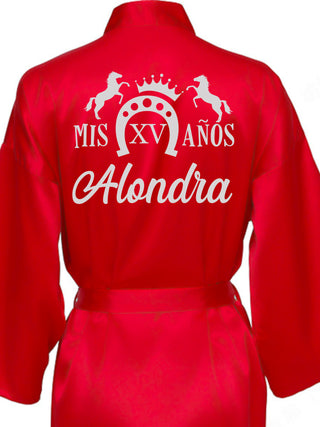 Red with Silver robe for quinceanera