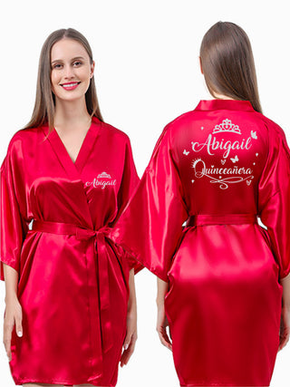 Red with Silver robe for quinceanera