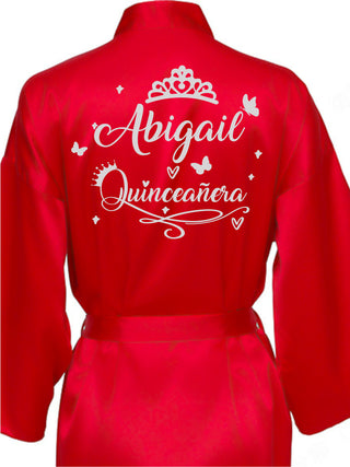 Red with Silver robe for quinceanera