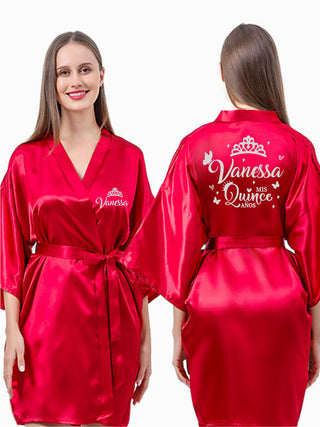 Red with Silver robe for quinceanera