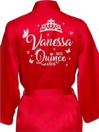 Red with Silver robe for quinceanera