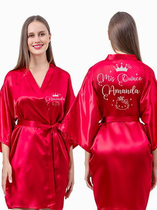 Red with Silver robe for quinceanera