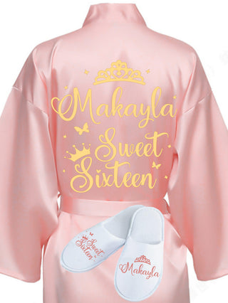 Sweet 16 Rose Gold robe with slippers