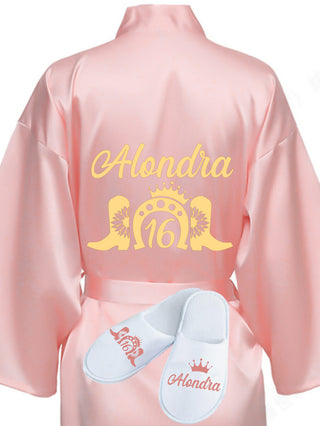 Sweet 16 Rose Gold robe with slippers