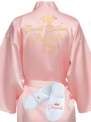 Sweet 16 Rose Gold robe with slippers