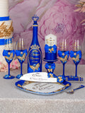 Royal blue with gold butterfly quinceanera bottle