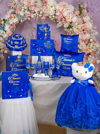 Royal Blue with Gold Butterfly Quinceanera bible and guest book
