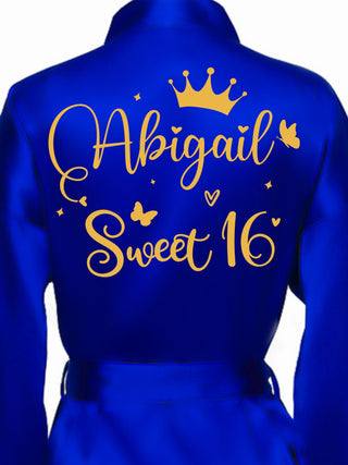 Robe Sweet 16 royal blue with gold / quinceanera-decor Robe Sweet 16 royal blue with gold / quinceanera-decor