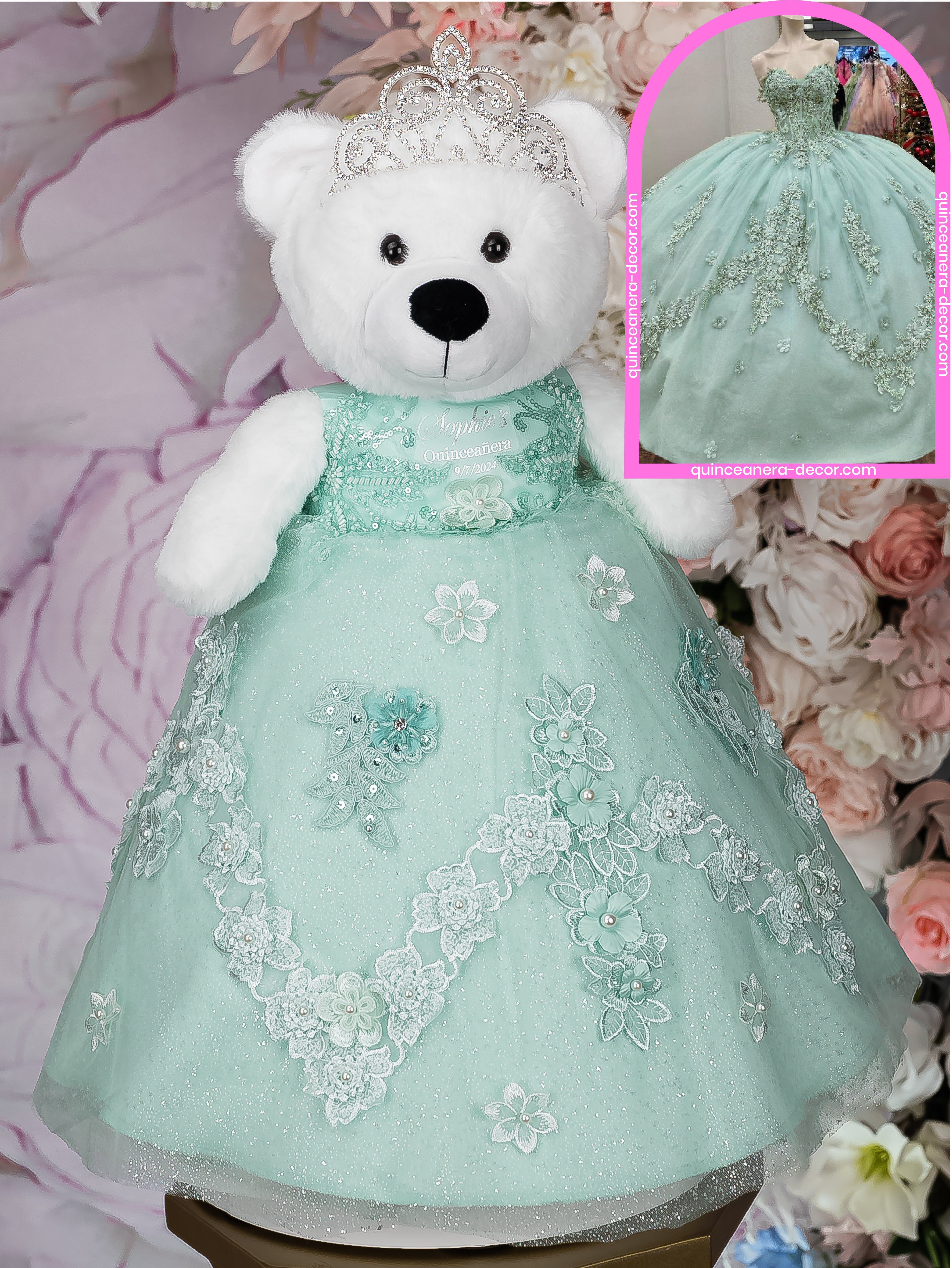 Quinceanera Teddy Bear to match your Dress | Quineanera Oso