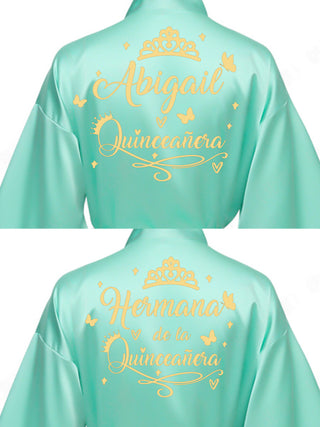 2 Batas quinceanera Sage Green with Gold