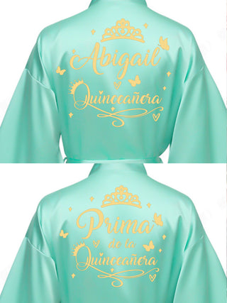 2 Batas quinceanera Sage Green with Gold