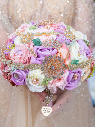 Rose Gold blush floral Quinceanera Bouquet 13 inches