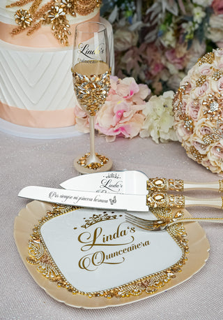 Gold quinceanera brindis package