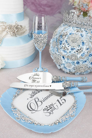 Light blue quinceanera brindis package