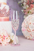 Pink 1 quinceanera champagne glass