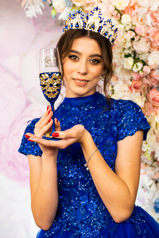 Royal blue 1 quinceanera champagne glass