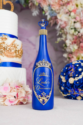 Royal blue quinceanera bottle
